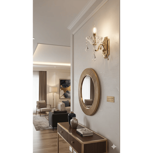 إضاءة حائط مودرن ذهبي مع فضي قاعدة لمبة E14*1