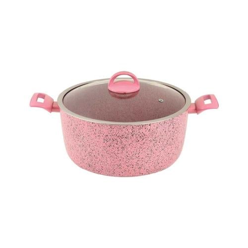 قدر نيوفلون روزا 30 سم بغطاء زجاج