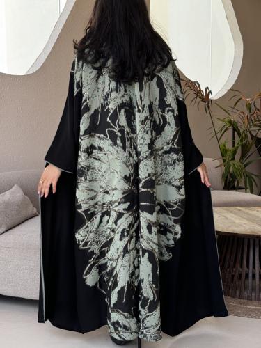 عبايه كريب بلقيس قصه بشت تطريز كمبيوتر & زري