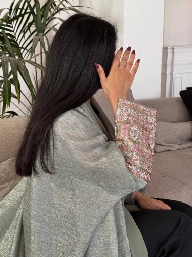 لنن هندي بقصه نص فراشه تطريز على الكم