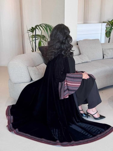 عباية مخمل قصه نص كلوش & كم كلوش كشميري & أطراف ال...