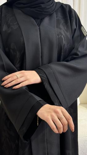 عباية LAVA13 قماش مشجر مع تدخيلة اكمام كتان