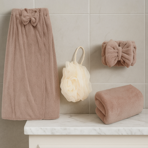 طقم مناشف حمام نسائية من الألياف الدقيقة الماصة من...