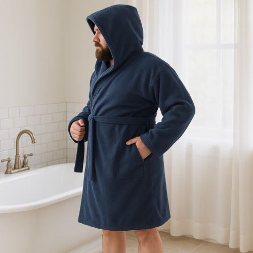 روب رجالي فندقي بلون أزرق