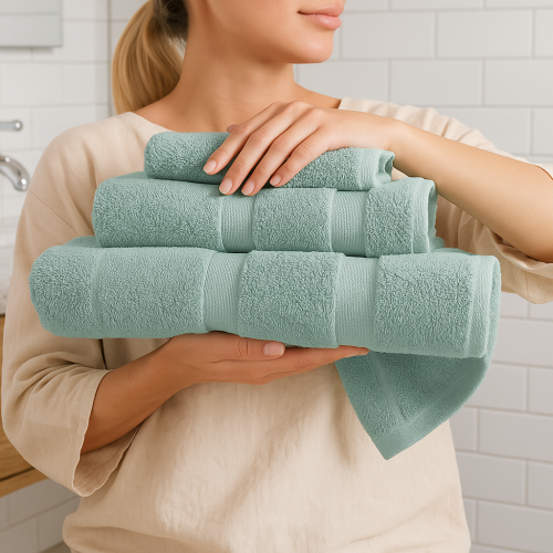 طقم من مناشف كلاسيك بلون أخضر