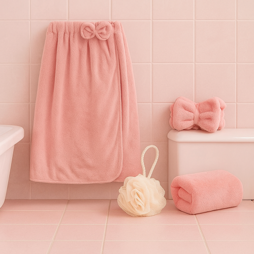 طقم مناشف حمام نسائية من الألياف الدقيقة الماصة من...