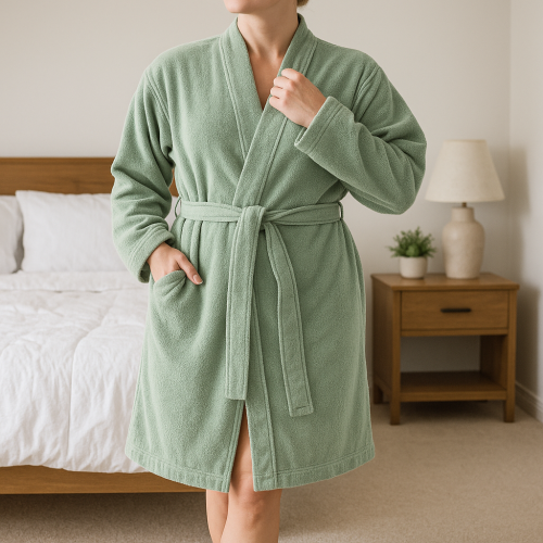 روب استحمام جذاب باللون الأخضر