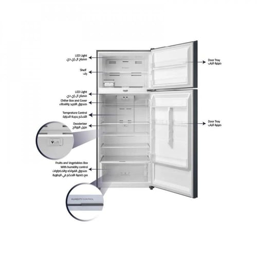 جنرال سوبريم ثلاجة بابين مع فريزر علوي 18.9 قدم 53...
