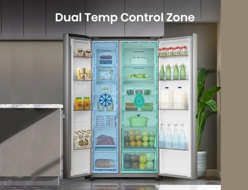 ثلاجة هايسنس دولابي بابين 22.5 قدم ستيل