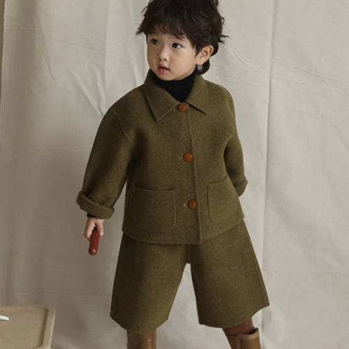 طفل الفتيان والفتيات الأخضر واحدة الصدر معاطف ، جي...