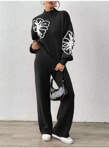 Autumn winter outfit, silk ribbon embroidered flow...