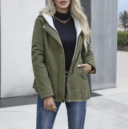 Women's autumn winter coat padded with zipper long...