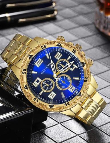 ساعة رجالية من جينيفا من الفولاذ المقاوم , ساعة عص...