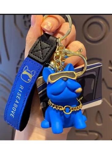 سلسلة مفاتيح أنيقة من الراتنج على شكل كلب بلدوغ مع...