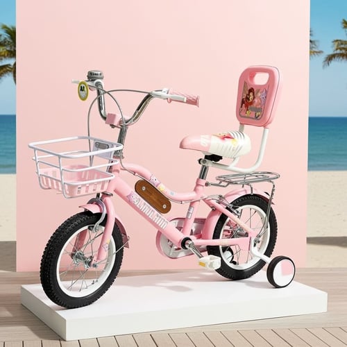 دراجة هوائية للأطفال مع عجلات تدريب وسلة أمامية –...