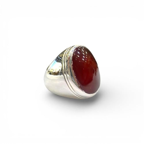 خاتم العقيق الكبدي بصياغة حجازية ملكية