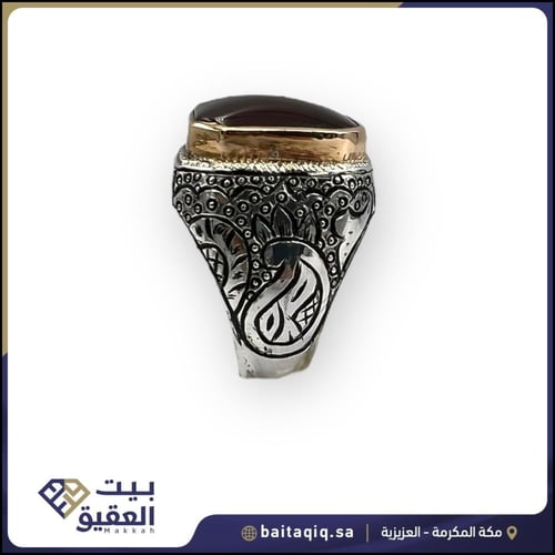 خاتم البرتاش بالعقيق الكبدي صقل احترافي شغل حجازي...