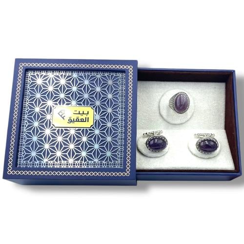 طقم خاتم وكبك من الفضة