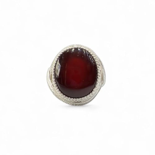 خاتم عقيق يمني كبدي صياغه نجرانية سلك يدوي