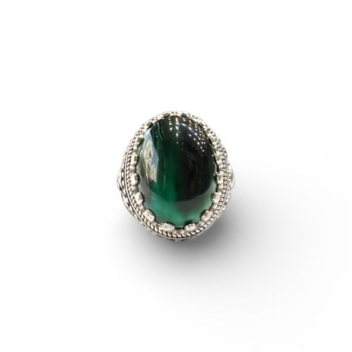 خاتم التايقر الأخضر الطبيعي بصياغة يمنية فاخرة