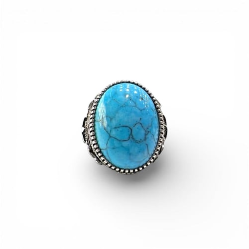 خاتم الفيروز الأمريكي الطبيعي بصياغة يمنية فاخرة