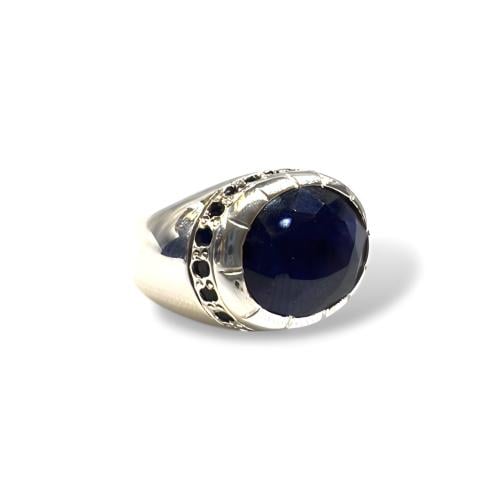 خاتم زفير افريقي بيضاوي بقصة الماسية مطعم بالزفير