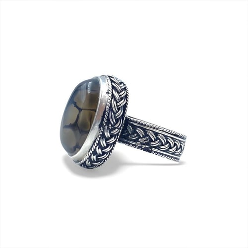 خاتم العقيق اليمني الملكي بالسلك النجراني