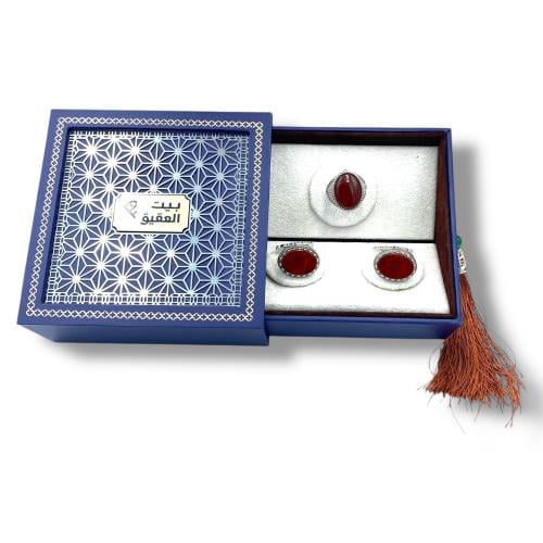 طقم خاتم وكبك من الفضة