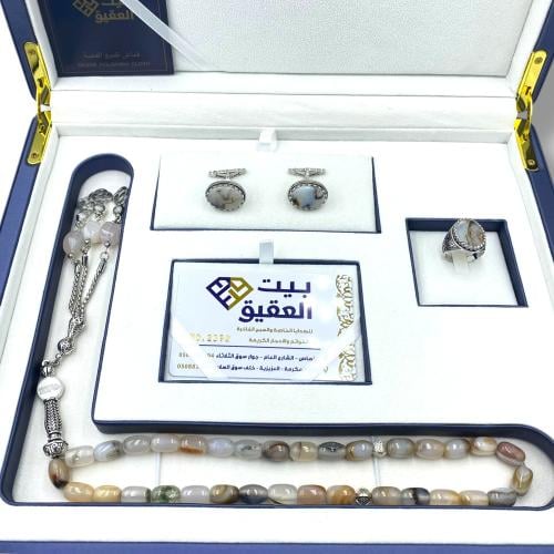 طقم خاتم وسبحة وكبك فضة