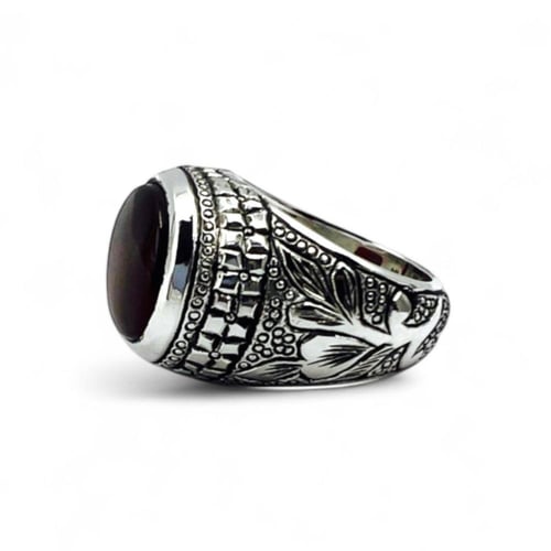 خاتم البرتاش بالعقيق الكبدي وبصياغة حجازية 0044