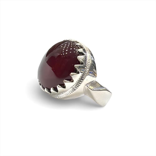 خاتم عقيق يمني كبدي صياغة يدوية حجازية ملكية