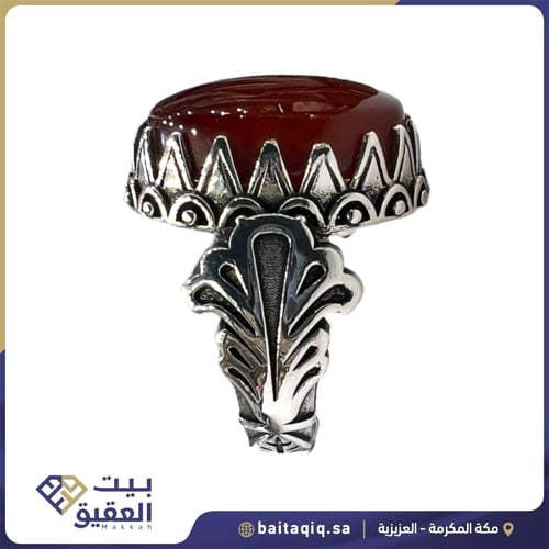 خاتم العقيق الكبدي بصياغة اسطنبولية فاخرة