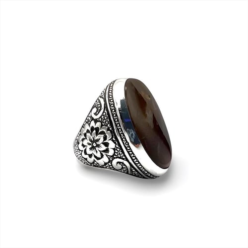 خاتم عقيق يمني كبدي بصياغة حجازية برتاش