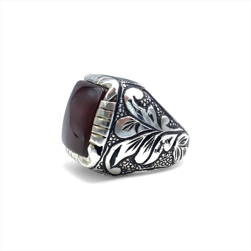 خاتم العقيق الكبدي بصياغة البرتاش 001047