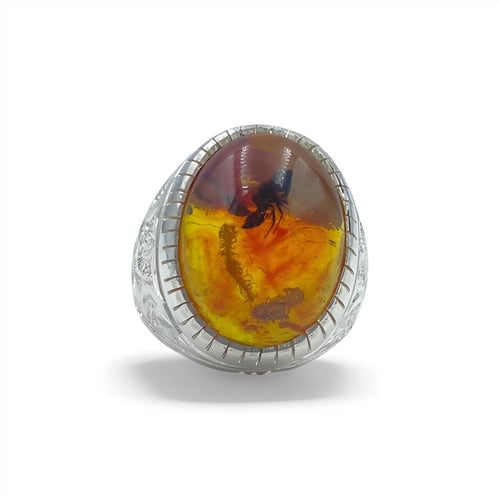 خاتم الكهرمان المحشر بصياغة البرتاش 001045