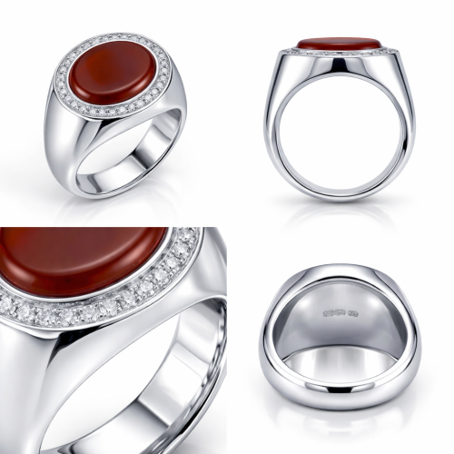 خاتم العقيق الكبدي الفاخر