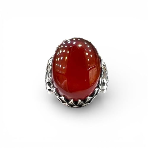 خاتم العقيق الكبدي بصياغة اسطنبولية فاخرة