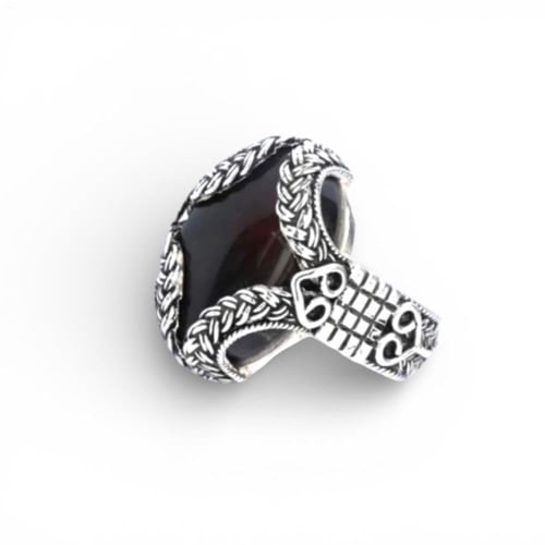 خاتم عقيق كبدي بصياغة السلك