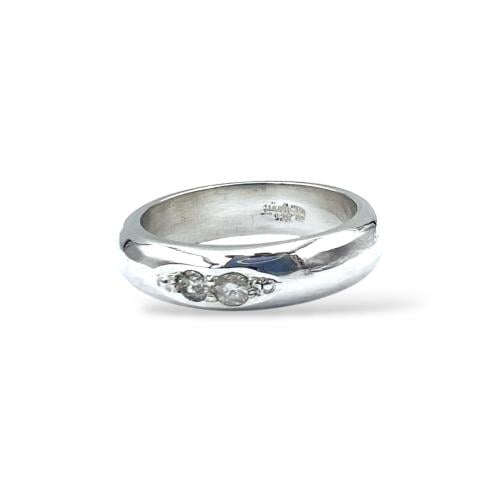 دبله فضة متين بفصين ألماس