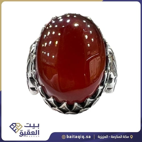 خاتم العقيق الكبدي بصياغة اسطنبولية فاخرة