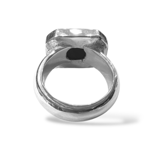 خاتم عقيق الأونكس بصياغة ملكي حجازية سداسي