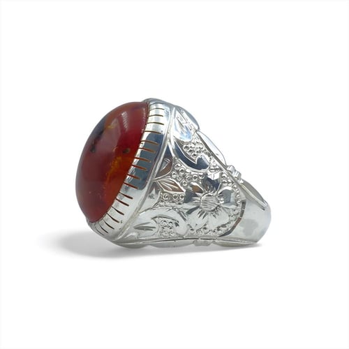 خاتم الكهرمان المحشر بصياغة البرتاش 001045