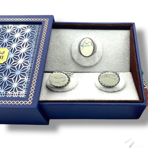 طقم خاتم وكبك من الفضة