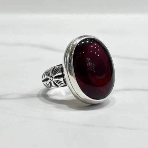 خاتم البرتاش اليدوي بالعقيق الكبدي