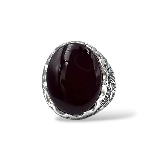 خاتم البرتاش بالعقيق الكبدي وبصياغة حجازية 001023