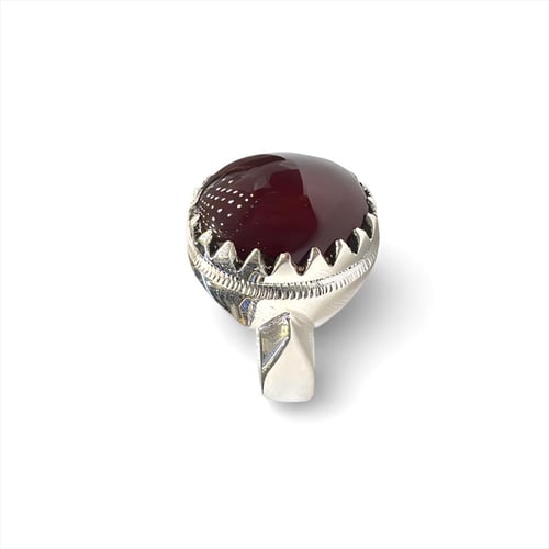 خاتم عقيق يمني كبدي صياغة يدوية حجازية ملكية