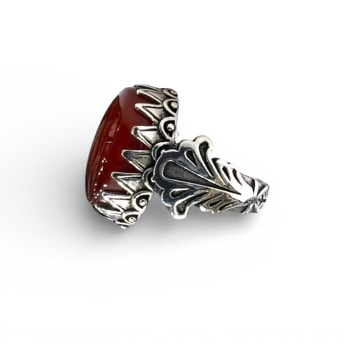 خاتم العقيق الكبدي بصياغة اسطنبولية فاخرة