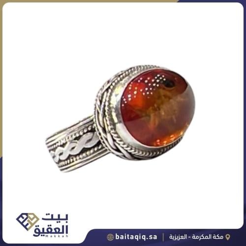 خاتم كهرمان محشر صياغة نجرانية سلك ظفيرة