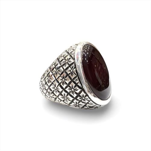 خاتم العقيق الكبدي الفاخر