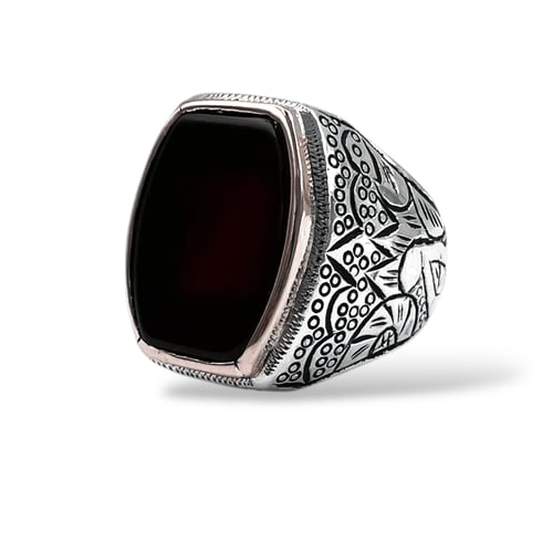 خاتم عقيق خرساني كبدي بصياغة حجازي برتاش منحس 0128